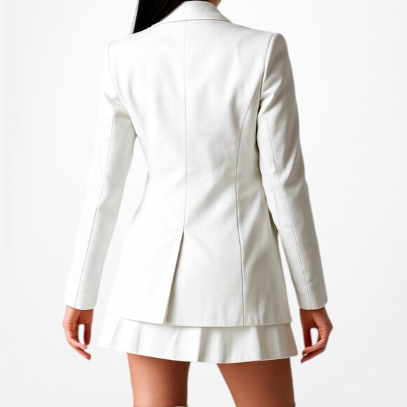 Mango White Double Breasted Shoulder Padded Tailored Fit Blazer Jacket Size XS - Picture 4 of 9